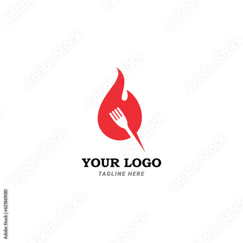 Fire Food logo template, Hot Food Logo designs concept vector
