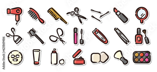 Illustrated sticker set of cosmetic product.Quick and simple to use.