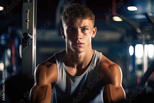 Young athlete training in a gym.