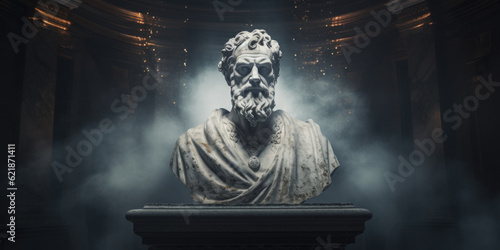 Antoninus Pius bust sculpture, former Roman emperor. Generative AI