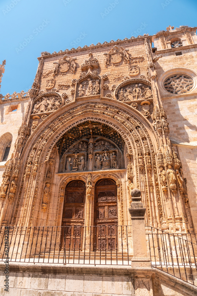 Entrance door of the church of Santa María la Real in Aranda de Duero in the province of Burgos. Spain