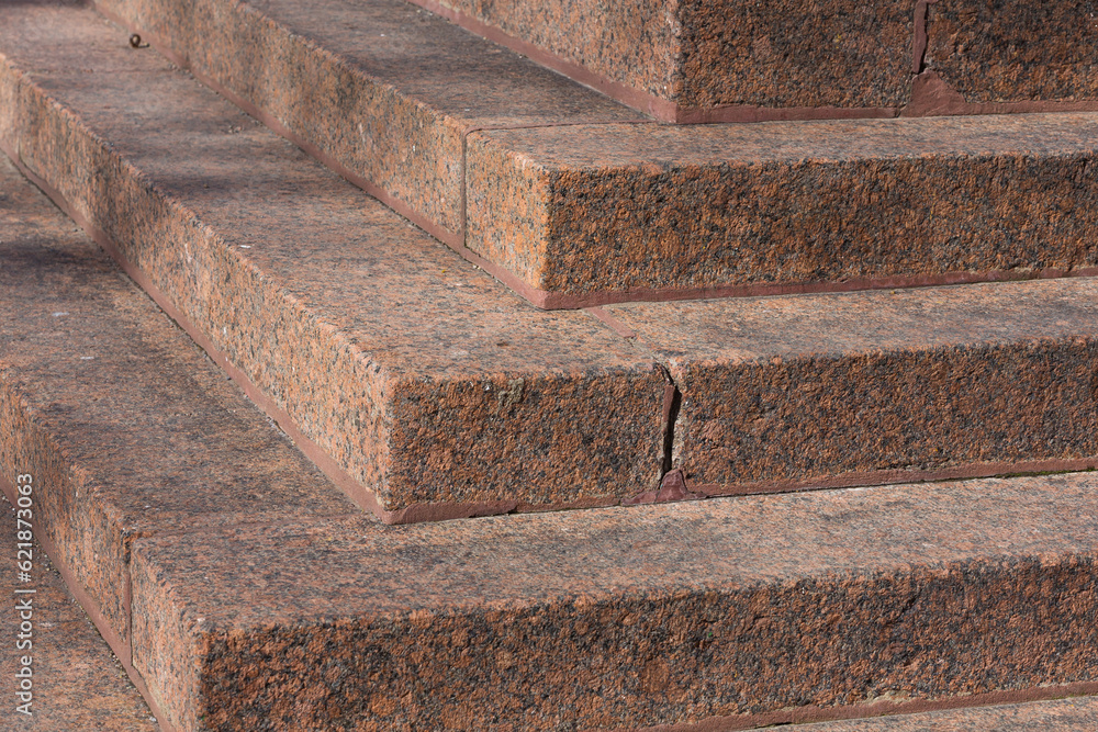 Stairs made of red granite Stairs made of red granite
