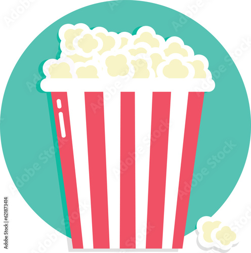 Popcorn icon in a blue circle. Round icon in flat style. Vector illustration