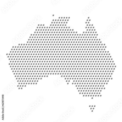 Map of the country of Australia with hashtag icons texture on a white background