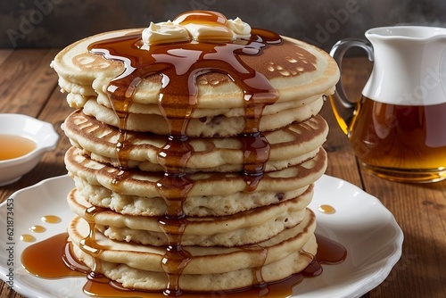 Wallpaper Mural  close-up portrait of a stack of fluffy pancakes with maple syrup and butter: Torontodigital.ca