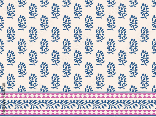 PAISLEY FLORAL SEAMLESS PATTERN ALL OVER PRINT WITH BORDER VECTOR ILLUSTRATION