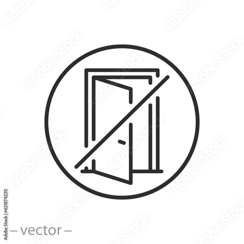 close the door icon, thin line symbol - editable stroke vector illustration