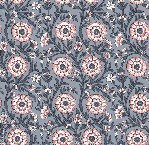BLOCK FLORAL ALL OVER PRINT SEAMLESS PATTERN VECTOR ILLUSTRATION