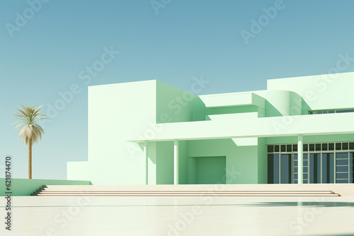 Pistachio green aesthetic and minimalisitc building background
