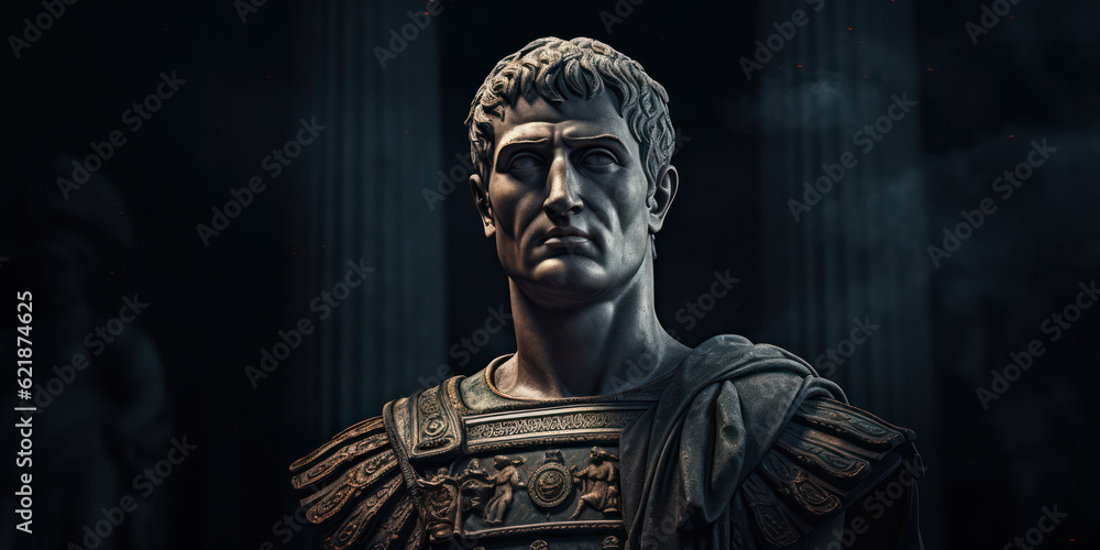 Constantine the Great bust sculpture, former Roman emperor. Generative AI