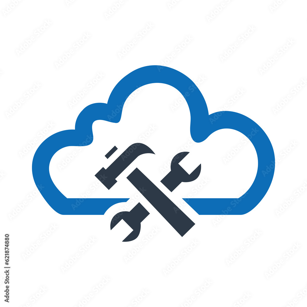 Cloud Tools Flat Blue Icon Isolate On White Background Vector Illustration | Seo Icons