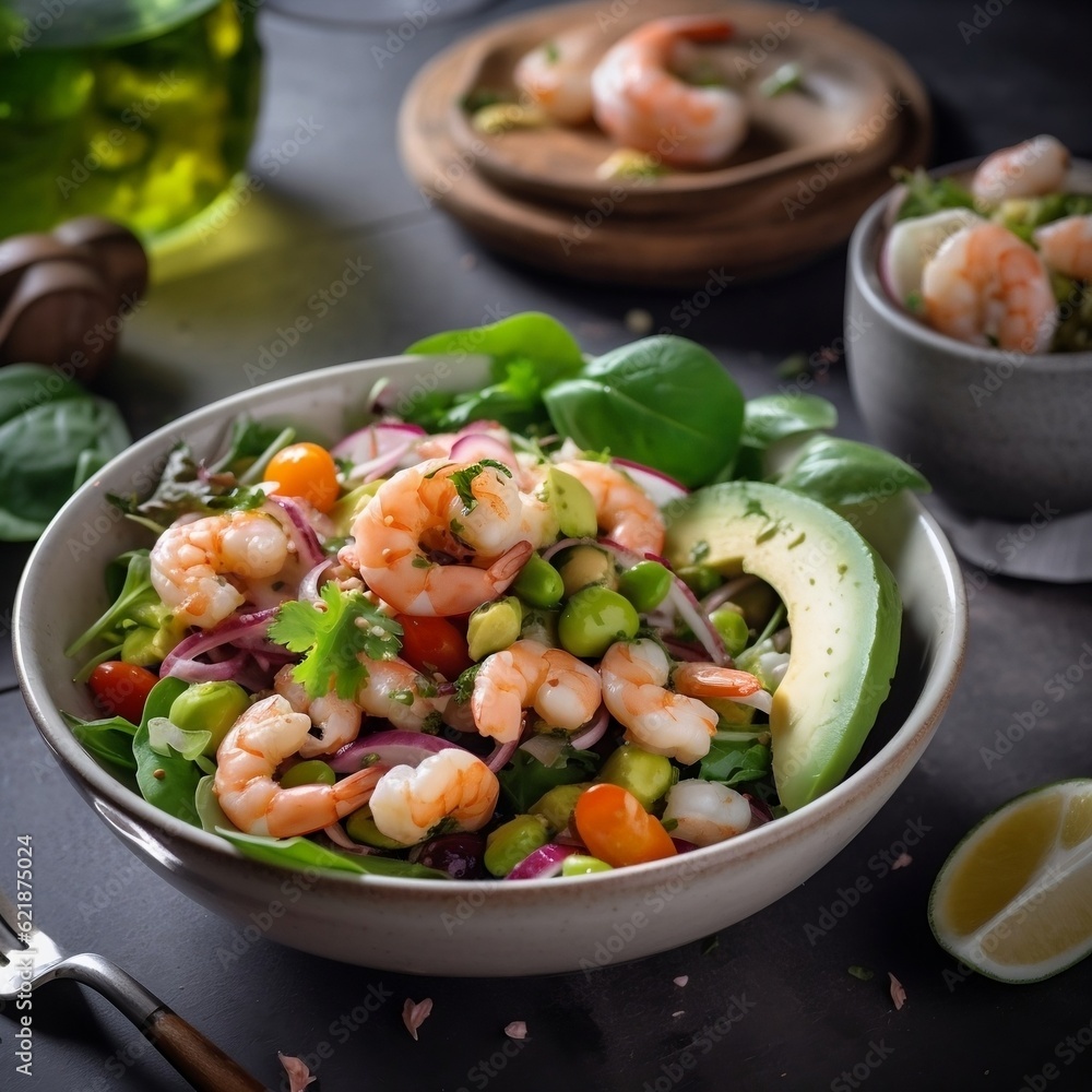 Salad with shrimps Ceviche generative ai Salad with shrimps Ceviche generative ai