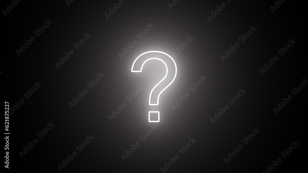 neon white question mark on dark background. Neon question mark. neon white question mark on dark background. Neon question mark.