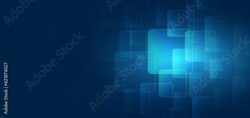 Geometric background with square and high-tech light elements for presentation or banner. Medical, technology, or science design. Square structure abstract background. Modern technical background. © arthead