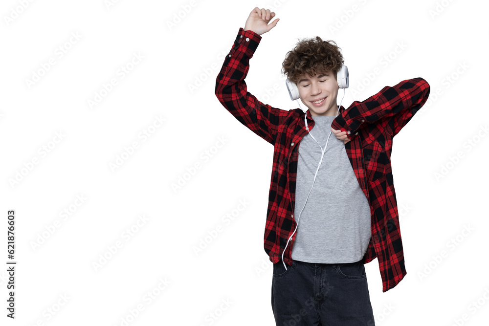 PNG,happy teenager in headphones, place for text,isolated on white background PNG,happy teenager in headphones, place for text,isolated on white background