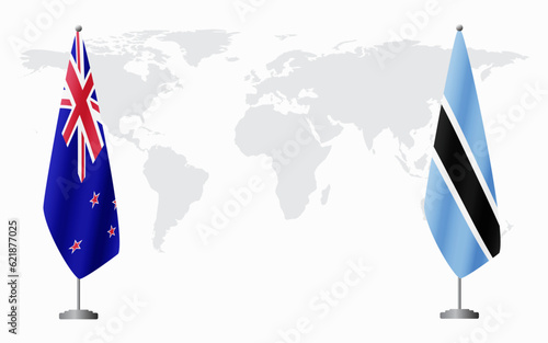 New Zealand and Botswana flags for official meeting