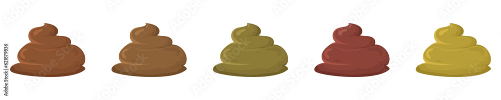 Pile of colored shit set. Yellow and brown dung Pile of colored shit set. Yellow and brown dung