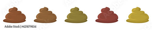 Pile of colored shit set. Yellow and brown dung