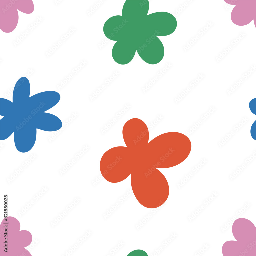 Modern abstract colorful seamless pattern with hand drawn flowers. Hand drawn background. Perfect for textile, wrapping paper, fabric etc. Vector illustration Modern abstract colorful seamless pattern with hand drawn flowers. Hand drawn background. Perfect for textile, wrapping paper, fabric etc. Vector illustration