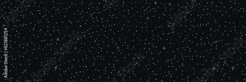 Dark starry sky background. Black galactic space with constellations