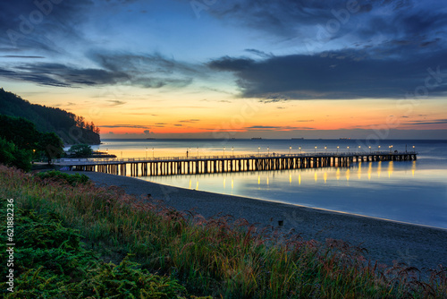 Sunrise at the Baltic Sea in Gdynia Orlowo, Poland