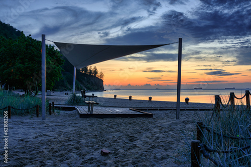 Fototapeta Naklejka Na Ścianę i Meble -  Sunrise at the Baltic Sea in Gdynia Orlowo, Poland