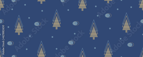 Christmas tree doodle cartoon pattern