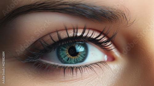 Beautiful eyelashes closeup of female eye, beauty saloon concept, eye lashes macro 