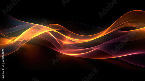 Dynamic colorful light wave lines, futuristic smoke background texture modern backdrop