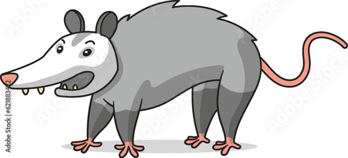 Scared opossum vector cartoon illustration isolated on white photo