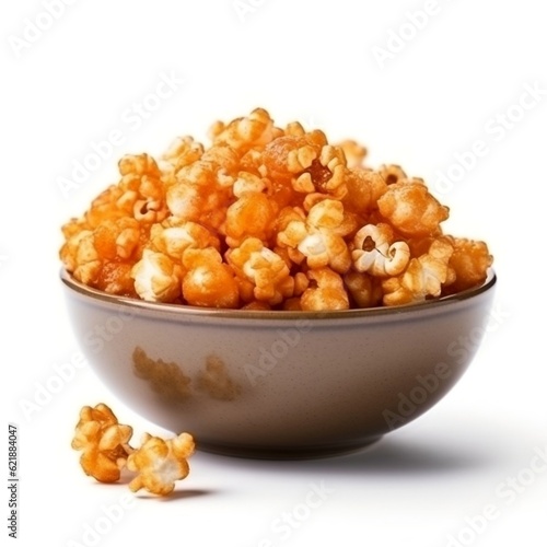 Popcorn in a bowl whit salt caramel generative ai