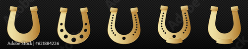 Golden ornate horseshoe. Curved talisman of good luck