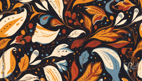Hand drawn abstract shapes floral pattern. Collage contemporary print. Fashionable template for design. Ethnic style.