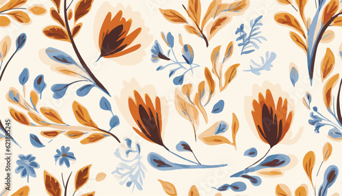 Hand drawn abstract shapes floral pattern. Collage contemporary print. Fashionable template for design. Ethnic style.