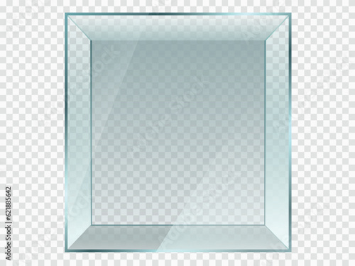 Transparent ballot box template. Glass container for pieces of paper political referendum