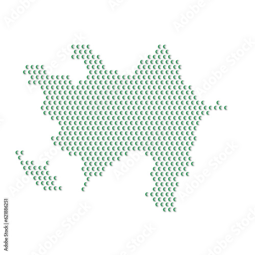 Map of the country of Azerbaijan with green half moon icons texture on a white background