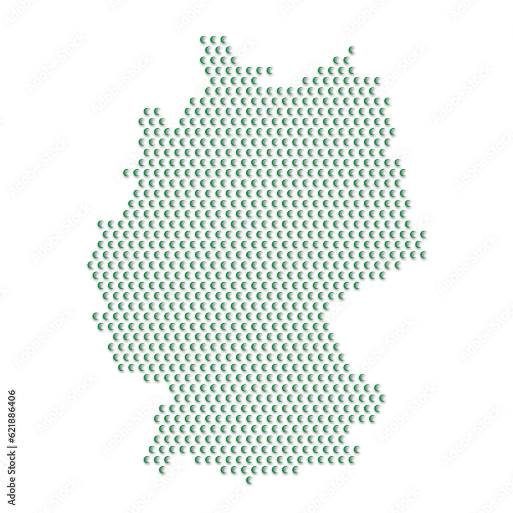 Map of the country of Germany with green half moon icons texture on a white background