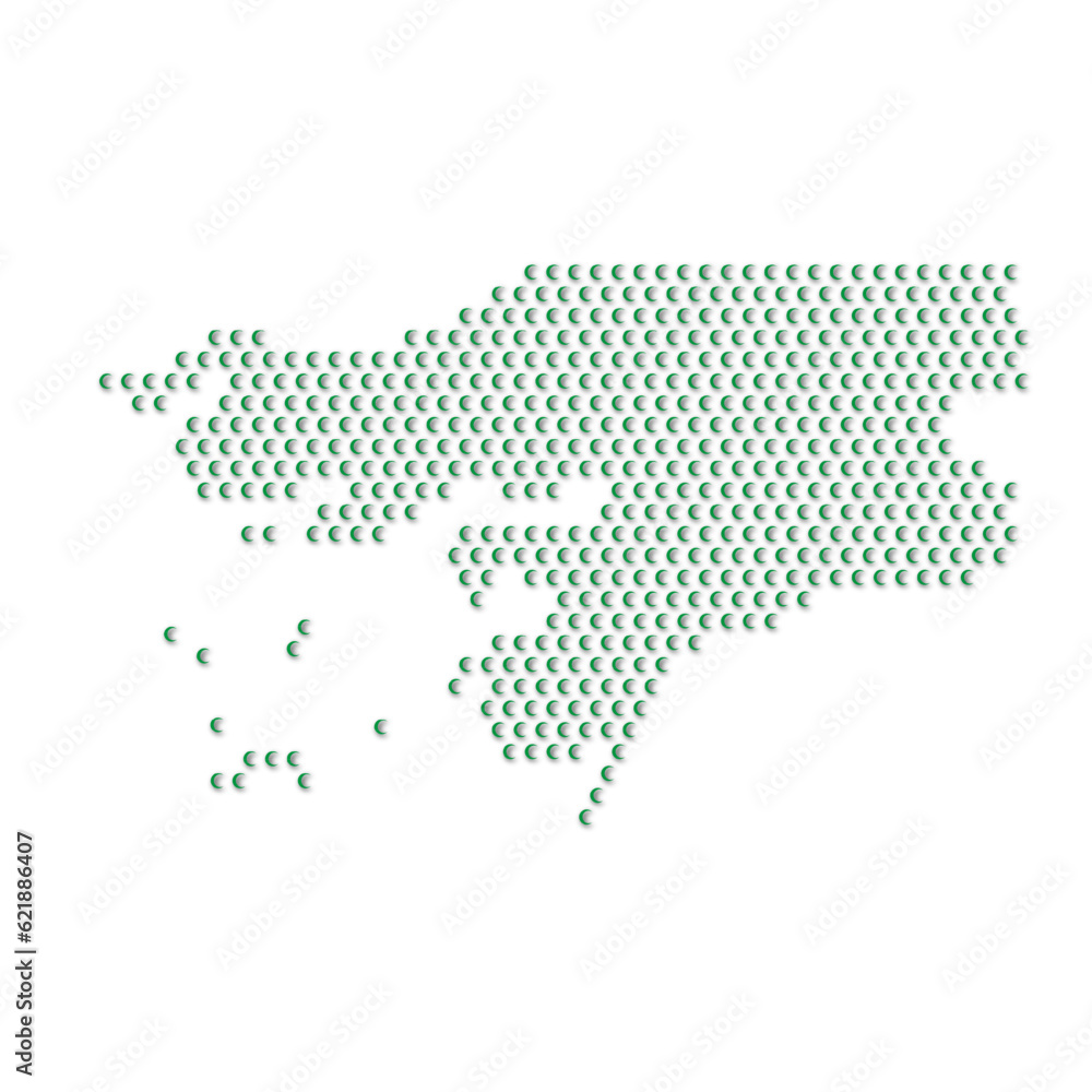 Map of the country of Guinea Bissau with green half moon icons texture on a white background