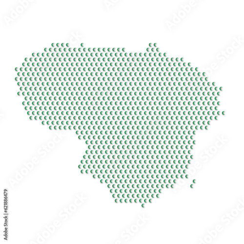 Map of the country of Lithuania with green half moon icons texture on a white background