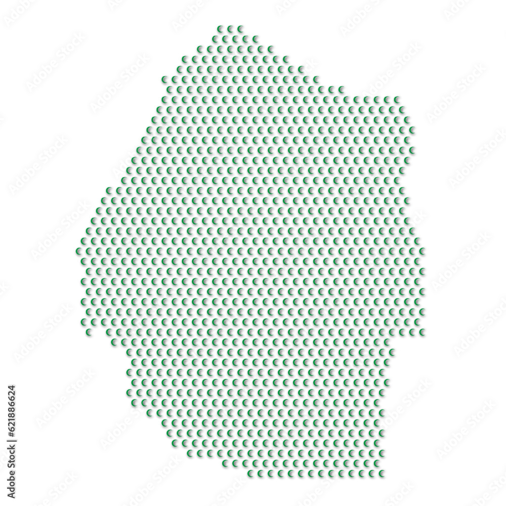 Map of the country of Swaziland with green half moon icons texture on a white background