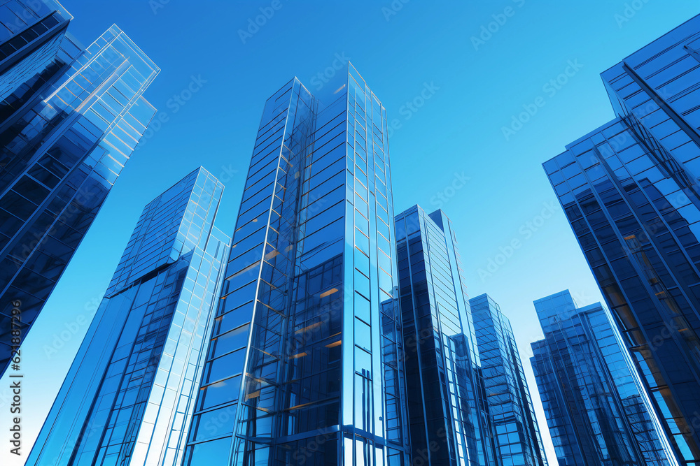 a high-rise building with blue sky created by generative AI