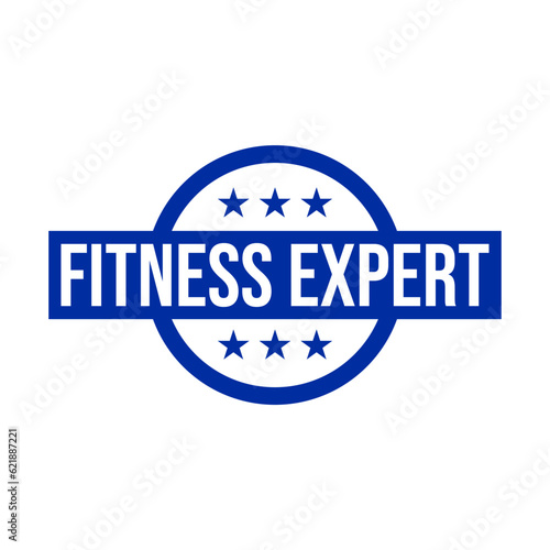 Fitness expert mentor gym qualified text icon label badge design vector