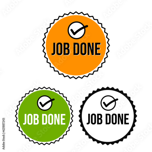 Job done application employee task badge icon label design vector