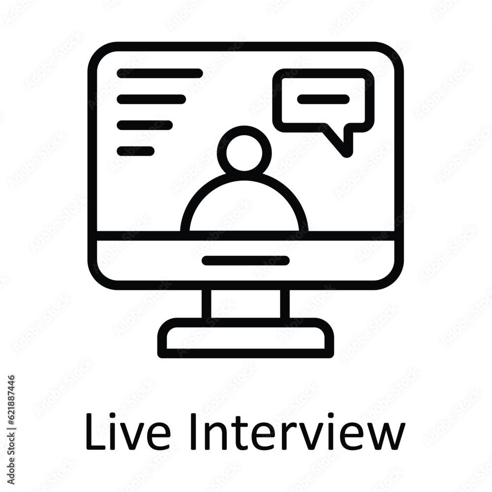 Live Interview Vector outline Icon Design illustration. Online streaming Symbol on White background EPS 10 File
Live Interview Vector outline Icon Design illustration. Online streaming Symbol on White background EPS 10 File