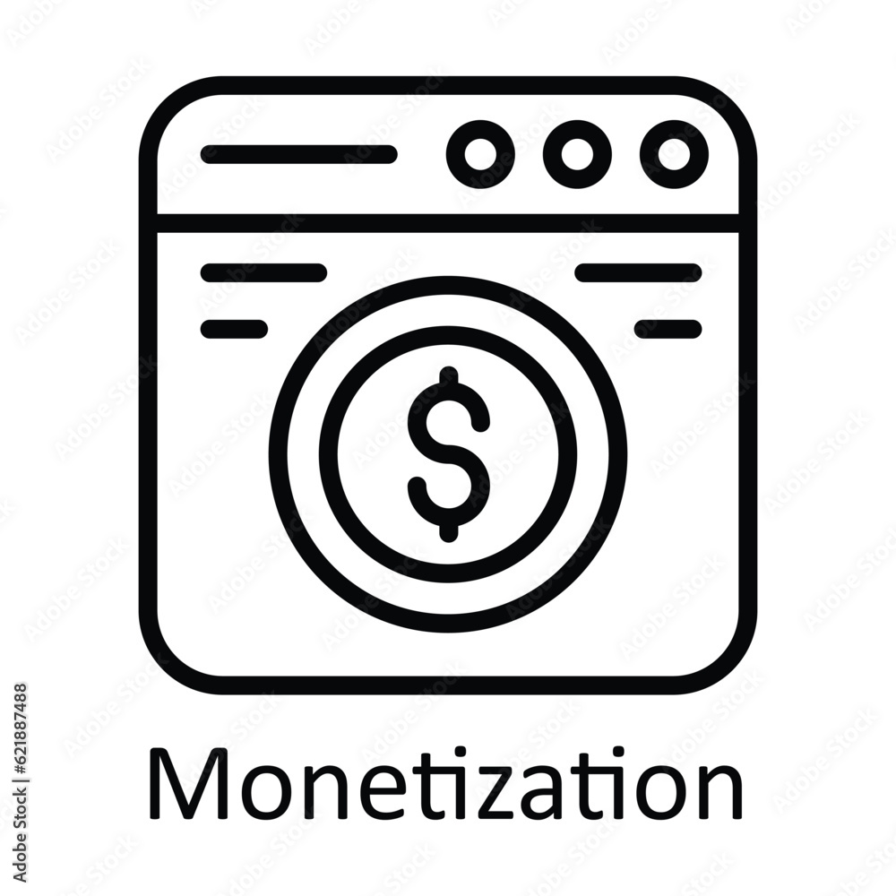 Monetization Vector outline Icon Design illustration. Online streaming Symbol on White background EPS 10 File
Monetization Vector outline Icon Design illustration. Online streaming Symbol on White background EPS 10 File