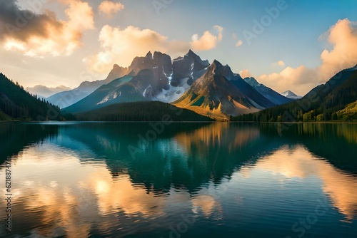 lake in the mountains  generated by AI technology © abdur