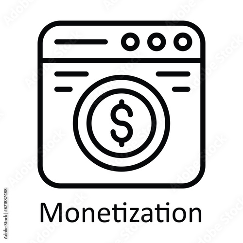 Monetization Vector  outline Icon Design illustration. Online streaming Symbol on White background EPS 10 File
