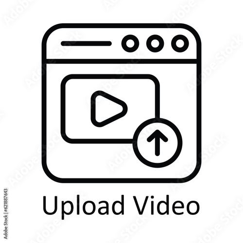 Upload Video Vector outline Icon Design illustration. Online streaming Symbol on White background EPS 10 File 