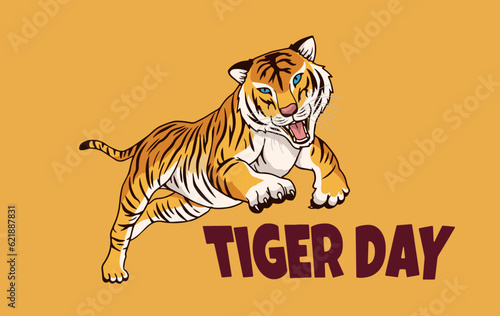 International tiger day vector illustration with tiger animals for salvation efforts and conservation