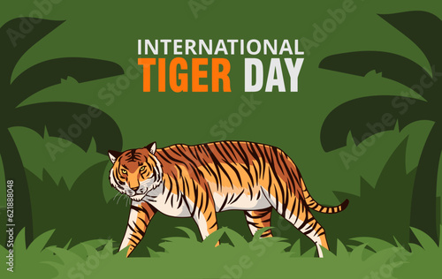 International tiger day vector illustration with tiger animals for salvation efforts and conservation